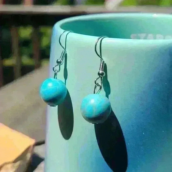 Vintage  turquoise drop earrings - Picture 1 of 17